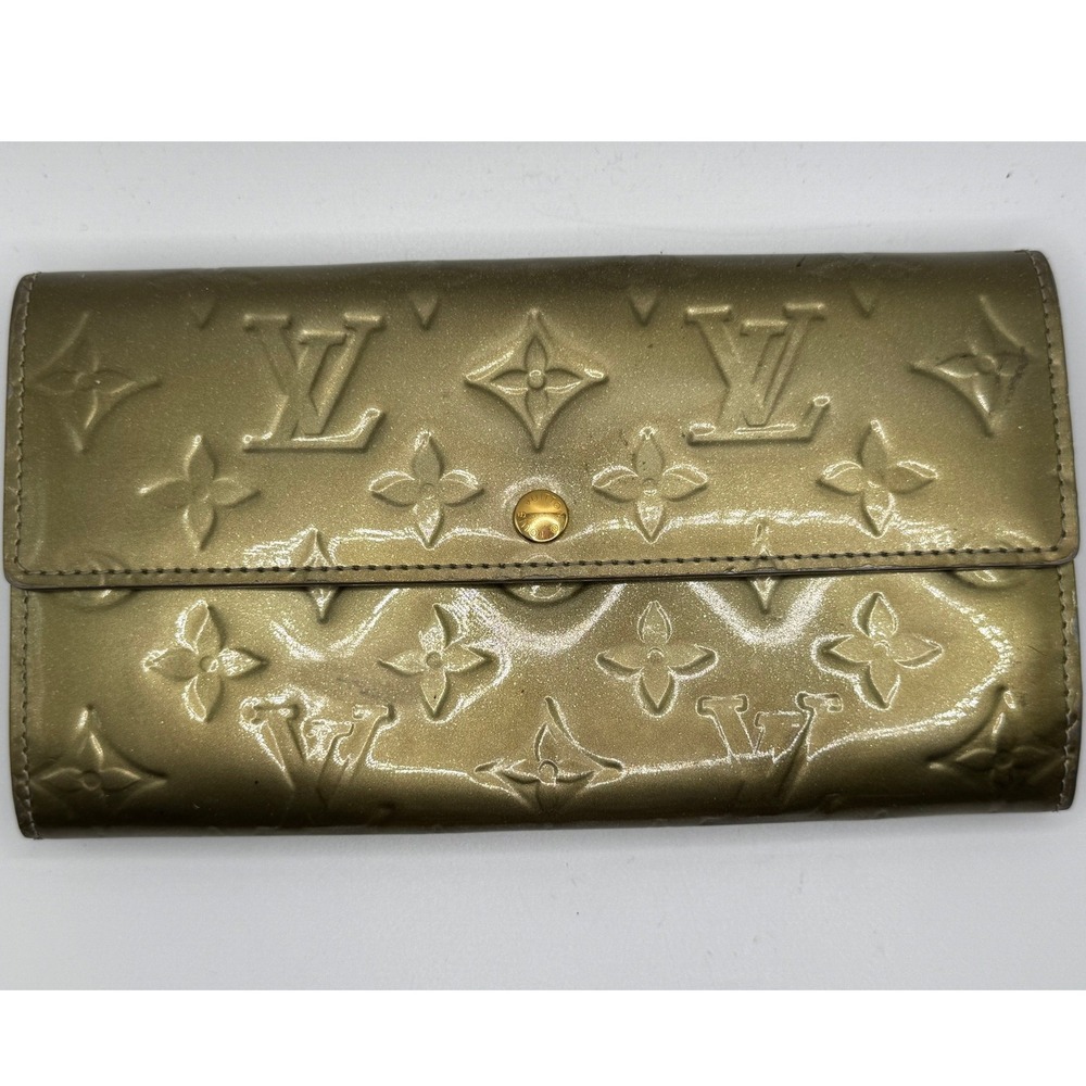 Louis Vuitton‎ Monogram Vernis Long Wallet Gold Patent Leather#344